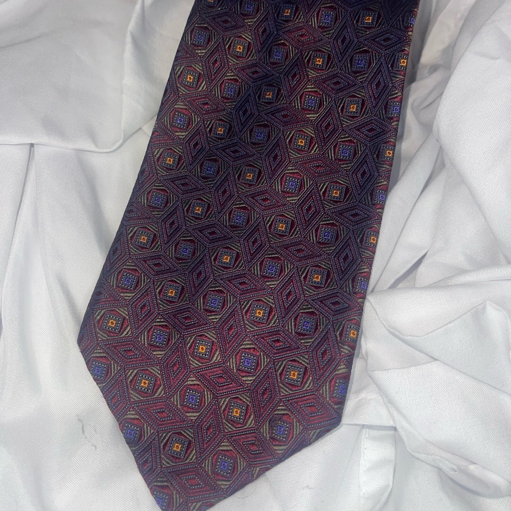 Robert Talbott Purple and Blue Geometric Tie